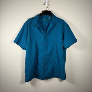 Cubavera Men's Embroidered Blue Short Sleeve Shirt Size XL